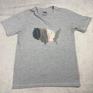 Sitka Gear Flyways Tee SS Mens Medium Grey USA Map Graphic 22269 Shirt